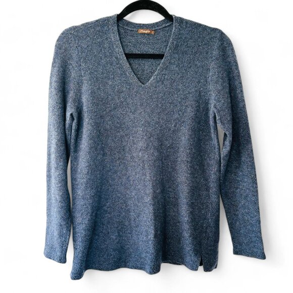 J. McLaughlin Sweaters - J. Mclaughlin ‘Alice” Metallic Blue Merino Wool Sweater
